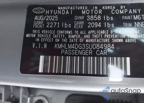 2025 Hyundai Elantra Sel Sport z USA, uszkodzony, nr VIN KMHLM4DG3SU084984